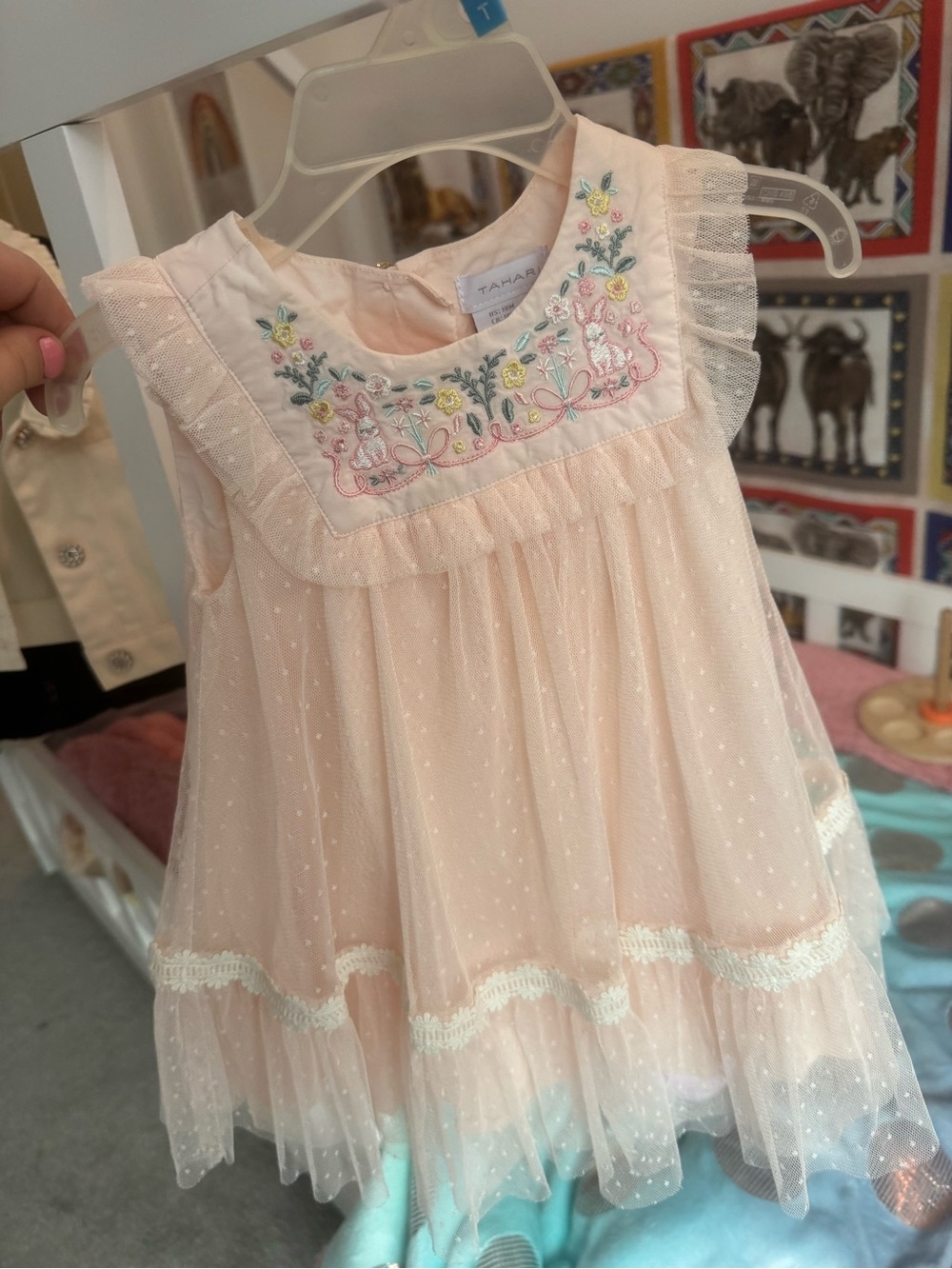 Tahari Light Pink Embroidered Tulle Girls' Dress
